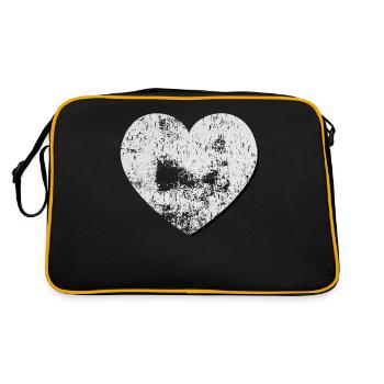 Big White Heart Grunge Style - Retro Bag - black/gold - Back