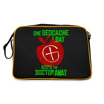 Geocaching Gifts Caches Geocacher - Retro Bag - black/gold - Back