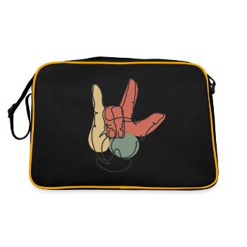 I Love You hand for sign language lovers - Retro Bag - black/gold - Back
