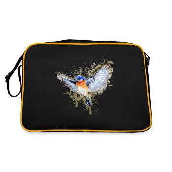 Watercolor Vogel | Natur Aquarell und Watercolor - Retro Tasche - Schwarz/Gold - Hinten