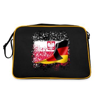 deutsch polnische Freundschaft Freunde Flagge - Retro Tasche - Schwarz/Gold - Hinten