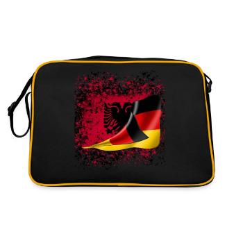 Freundschaft Albanien Deutsch Flagge flag shirt - Retro Tasche - Schwarz/Gold - Hinten