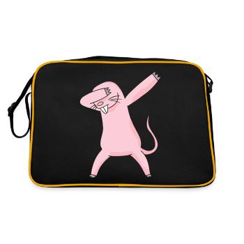 Dabbing Nacktmull Ratte Naked Mole Geschenk - Retro Tasche - Schwarz/Gold - Hinten