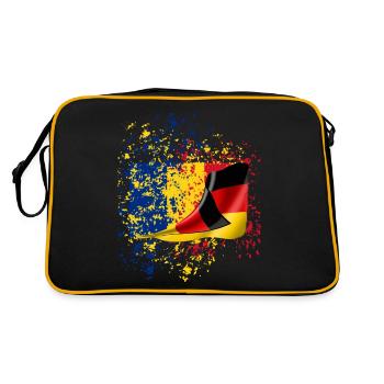 Freundschaft Rumänien Deutsch Flagge shirt flag - Retro Tasche - Schwarz/Gold - Hinten