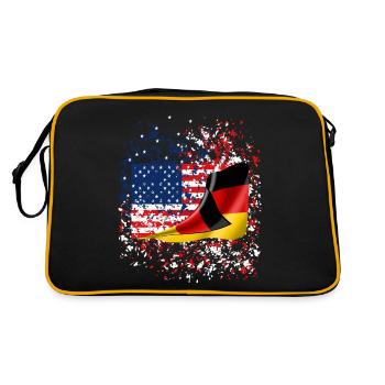 Freundschaft USA Deutsch - Retro Tasche - Schwarz/Gold - Hinten