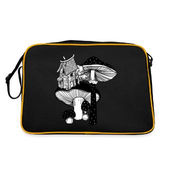 Magic Mushroom House Goa Design Gift Idea - Retro Bag - black/gold - Back