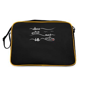 Papierschiff Papierboot Meer Papierschiffchen - Retro Tasche - Schwarz/Gold - Hinten