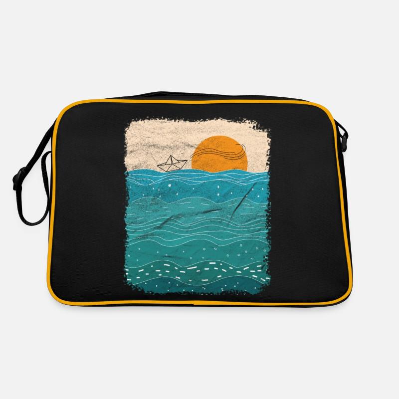 Papierboot Meer Papierschiff Papierboot - Retro Tasche - Schwarz/Gold