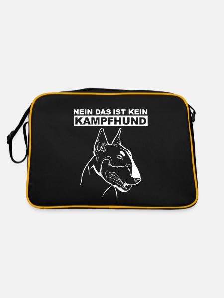 Bullterrier Bully Miniatur Bullterrier Spruch - Retro Tasche - Schwarz/Gold