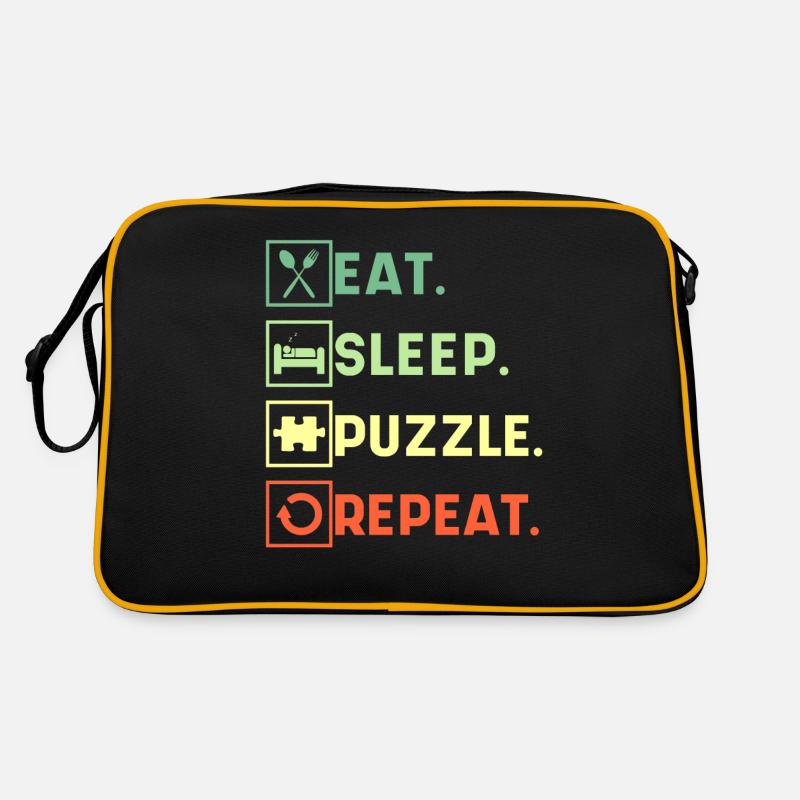 Eat Sleep Puzzle Repeat Puzzle Bild Spiel Retro Tasche