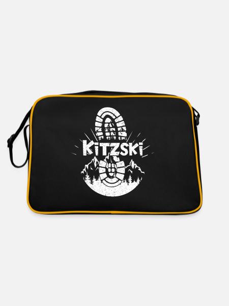 Kitzski Skifahren Tirol Snowboarden Österreich - Retro Tasche - Schwarz/Gold - Hinten