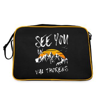 Val Thorens France hiking and skiing - Retro Bag - black/gold - Back