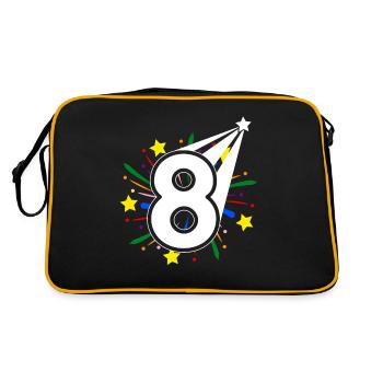8 ans 8ème anniversaire fête numéro 8 - Sac Retro - noir/or - Dos