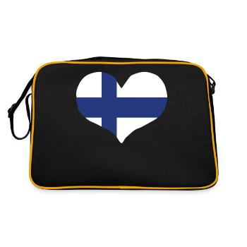 Finland Heart Flag - Retro Tasche - Schwarz/Gold - Hinten