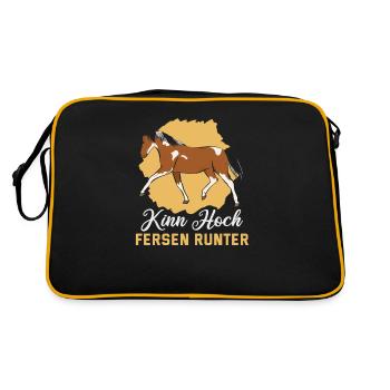 Reiter und Reitsport Design für Pferdeliebhaber - Retro Tasche - Schwarz/Gold - Hinten