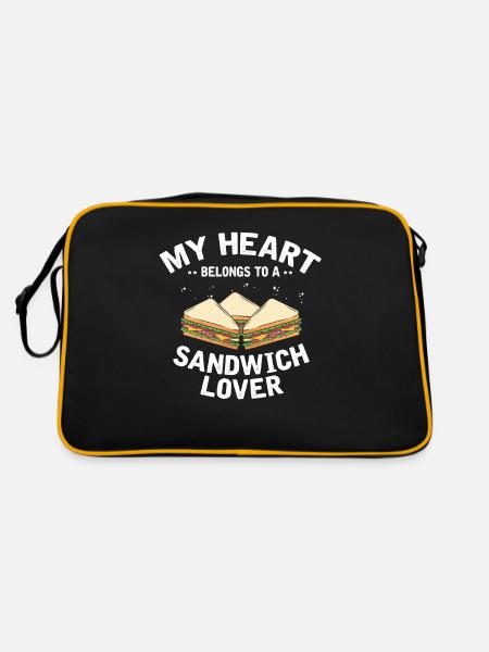My Heart Belongs To Sandwich Lovers Gift - Retro Bag - black/gold - Back