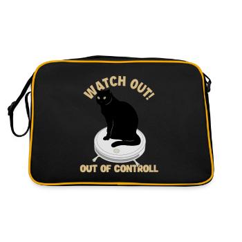 Watch Out Of Controll Kätzchen Hauskatze - Retro Tasche - Schwarz/Gold - Hinten
