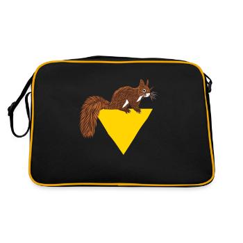 Squirrel Fuchshörnchen Grauhörnchen Eichhörnchen - Retro Tasche - Schwarz/Gold - Hinten