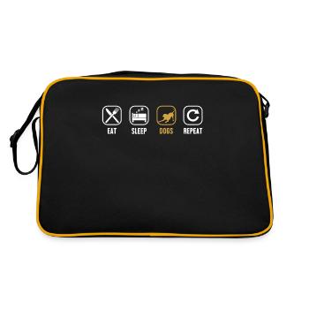 Eat Sleep Dogs Repeat Wauwau Mâle Quadrupède Chien - Sac Retro - noir/or - Dos