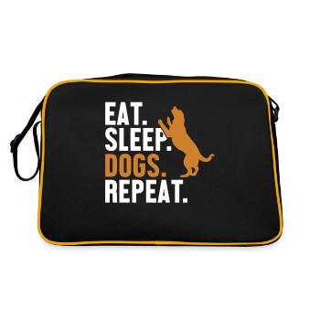 Eat Sleep Dogs Repeat Mâle Quadrupède Wauwau Chien - Sac Retro - noir/or - Dos
