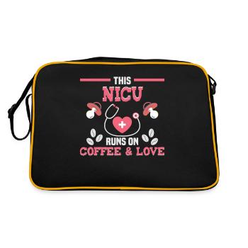 This NICU runs on coffe & Love Krankenschwester - Retro Tasche - Schwarz/Gold - Hinten