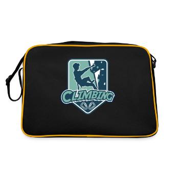 Climbing Logo Speedklettern Alpinklettern Kraxler - Retro Tasche - Schwarz/Gold - Hinten