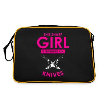 Une femme tranchante aime le couteau collecteur de couteaux ventilateur - Sac Retro - noir/or - Dos