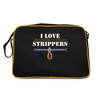 I love Strippers Lineworker Wiremen Worker - Retro Bag - black/gold - Back