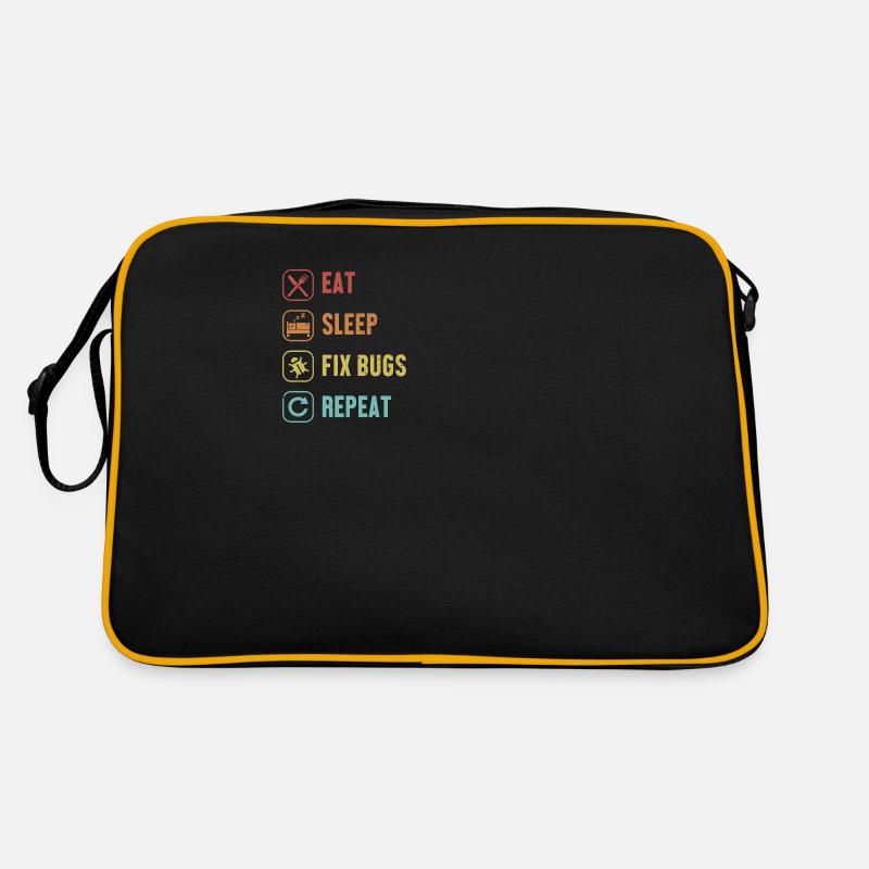Eat Sleep Fix Bugs Repeat Developer Coder Retro Tasche