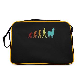 Alpaca Evolution Lama Huacaya Pako Alpakazüchter - Retro Tasche - Schwarz/Gold - Hinten