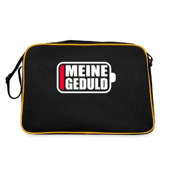 Meine Geduld Akku Leer Batterie Rot Ladebalken - Retro Tasche - Schwarz/Gold - Hinten