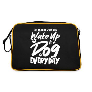 Wake Up to a Dog Everyday Wauwau Mâle Quadrupède - Sac Retro - noir/or - Dos