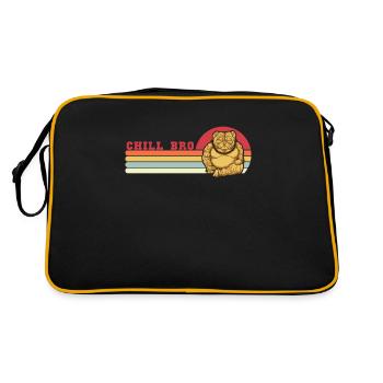 Chill Bro Pug Wauwau Vierbeiner Hundebesitzer - Retro Tasche - Schwarz/Gold - Hinten