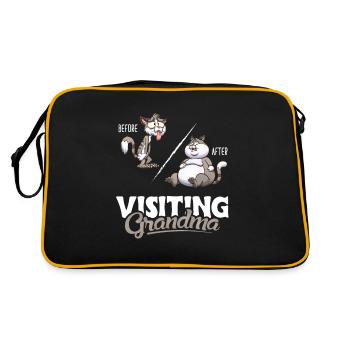 Before and After Visiting Grandma Cat Lovers - Retro Bag - black/gold - Back