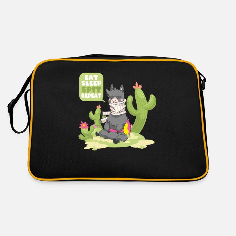 Eat Sleep Spit Repeat Llama Vicuna Guanaco Retro Bag