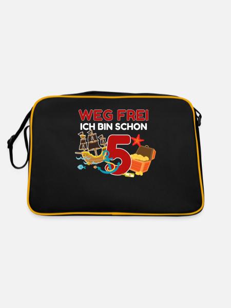 Piraten 5. Geburtstag Pirat 5 Jahre Geschenk - Retro Tasche - Schwarz/Gold