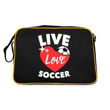 Live Love Soccer Fußballprofi Fußballgott - Retro Tasche - Schwarz/Gold - Hinten