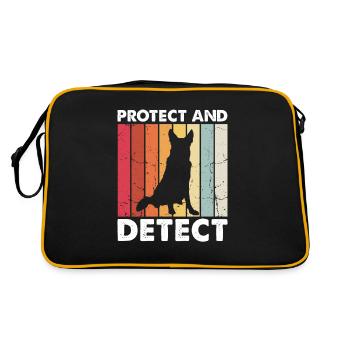 Militär Design Polizei Hund Deutscher Schäfer - Retro Tasche - Schwarz/Gold - Hinten
