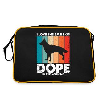 Militär Design Polizei Hund Deutscher Schäfer - Retro Tasche - Schwarz/Gold - Hinten