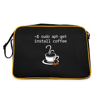 Sudo Install Coffee Sysadmin Admin Administrator - Retro Bag - black/gold - Back