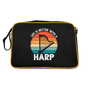 Conception de harpe pour harpiste et joueur de harpe - Sac Retro - noir/or - Dos