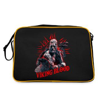 Viking Blood Odin Und Raben Wikinger Kultur - Retro Tasche - Schwarz/Gold - Hinten