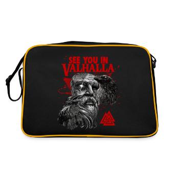 Viking Blood Odin Und Raben Wikinger Kultur - Retro Tasche - Schwarz/Gold - Hinten