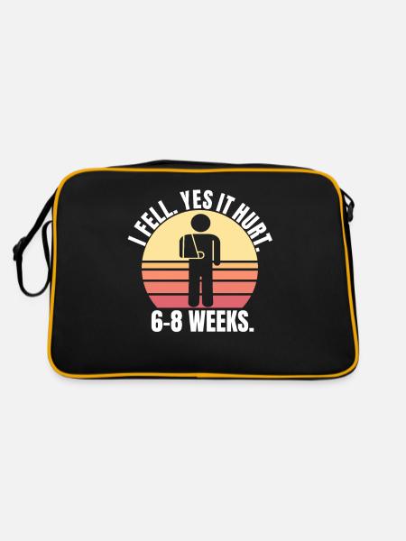 Gebrochener Arm Spruch - Fraktur Gipsarm - Retro Tasche - Schwarz/Gold - Hinten