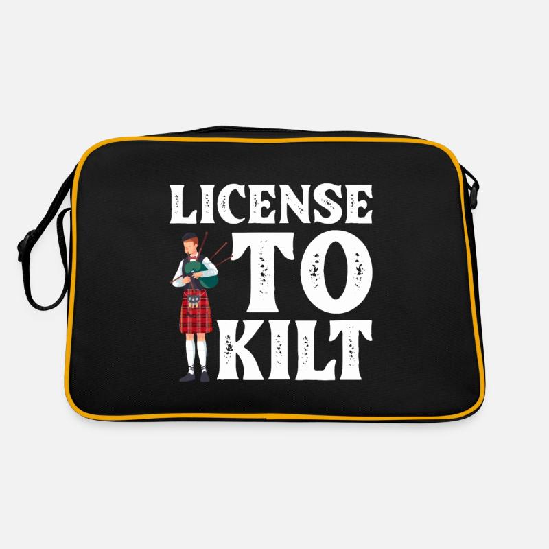 Costume de kilt écossais Saying - Jupe écossaise - Sac Retro - noir/or