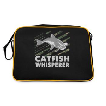 Catfish Whisperer - Wels Catfish Hunter - Retro Tasche - Schwarz/Gold - Hinten