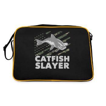 Wels Slayer - Wels Catfish Hunter - Retro Tasche - Schwarz/Gold - Hinten