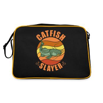Wels Slayer - Wels Catfish Hunter - Retro Tasche - Schwarz/Gold - Hinten