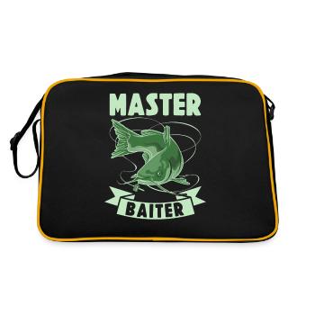 Master Baiter - Wels Catfish Angler Fischen Angeln - Retro Tasche - Schwarz/Gold - Hinten