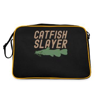 Wels Slayer - Wels Fischen Angler Catfish - Retro Tasche - Schwarz/Gold - Hinten